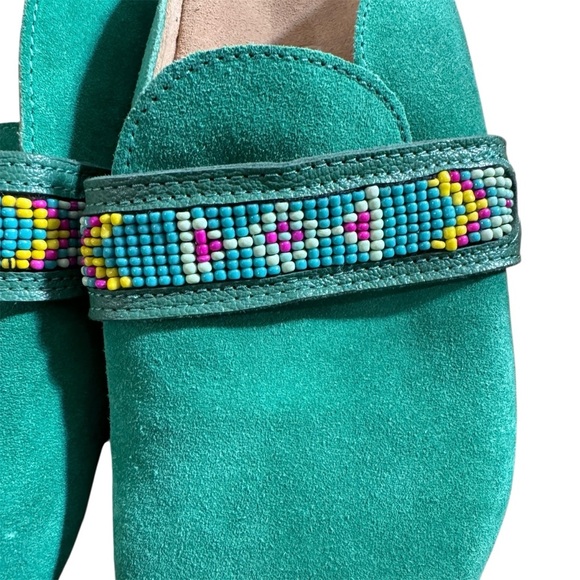 Claris Virot rare georgette suede calfskin clog mules in teal  NEW - Picture 4 of 9